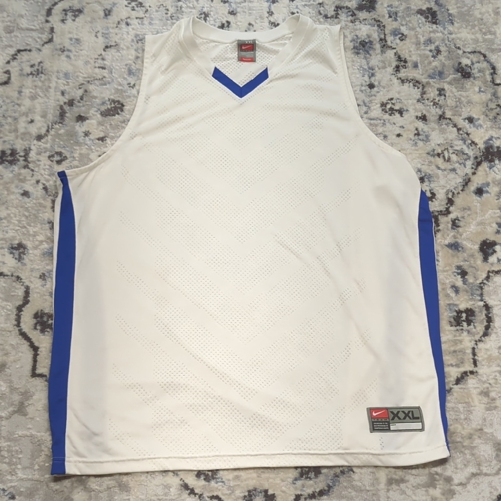 Nike Team XXL White Blue Basketball Jersey Fit Dry Sleeveless Mesh Tank